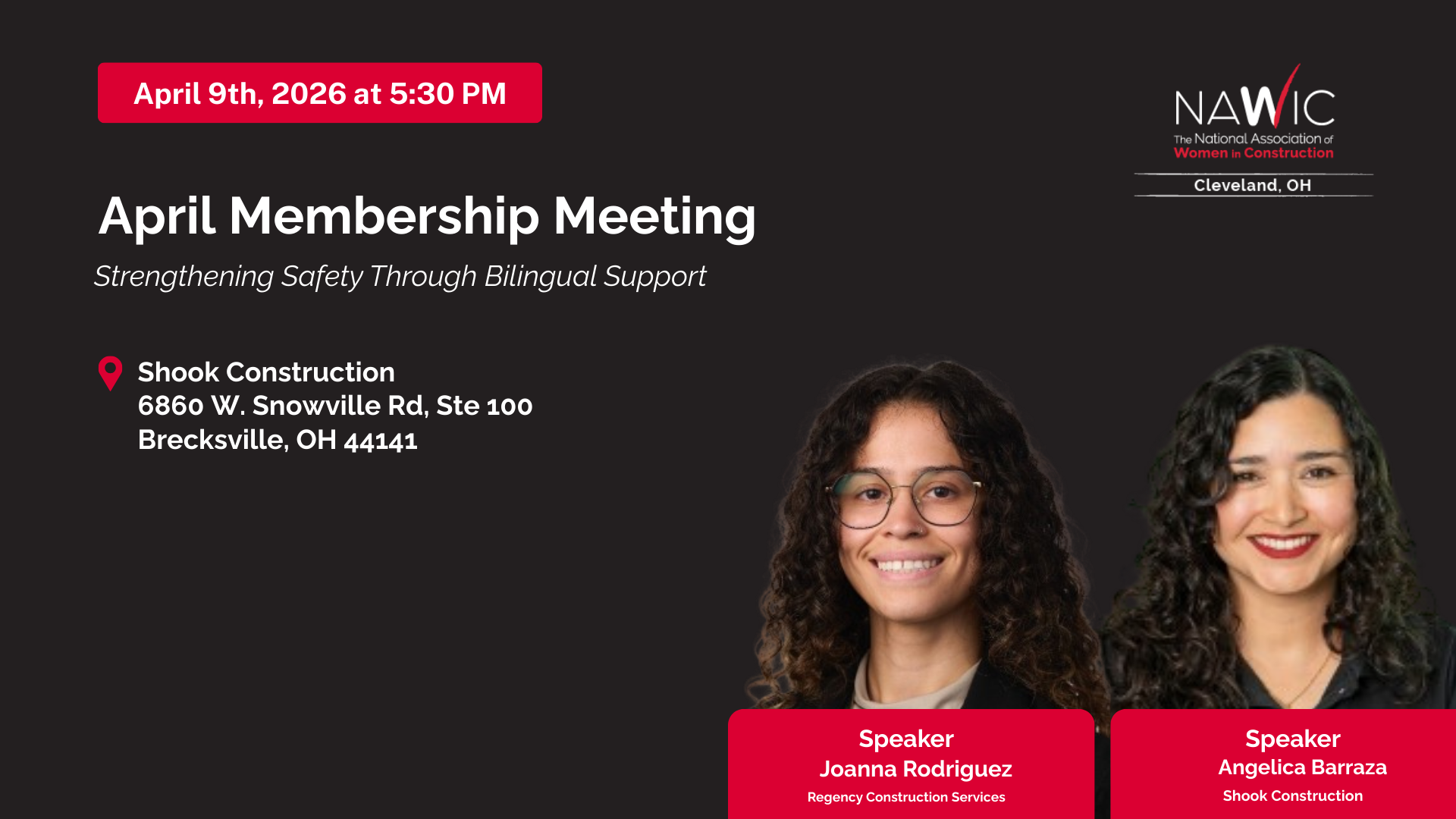 April Membership Meeting Speakers & Info
